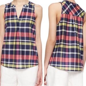 Joie Plaid Sleeveless Plaid Top Size Small